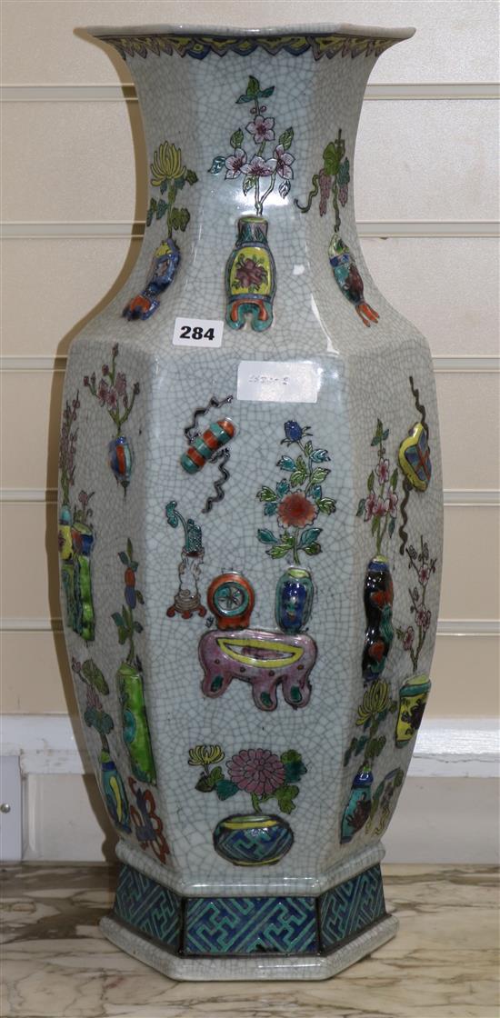 A pair of Chinese crackleglaze vases